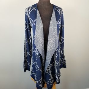 NWT Blue & gold metallic draped cardigan